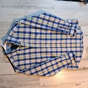 Chaps Boys long sleeve, blue and yellow checkered polo.